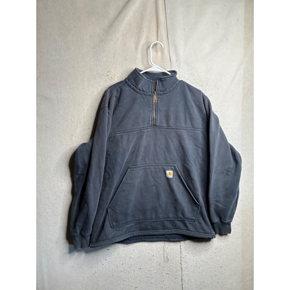 Carhartt Mens Quarter Zip Pullover Sweatshirt Gray Large 102277 412 Original Fit